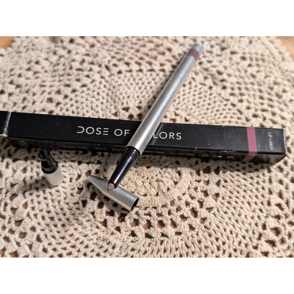 NIB Dose of Colors Lip Liner Too Cool Mauve Purple Creamy Vegan Sharpener